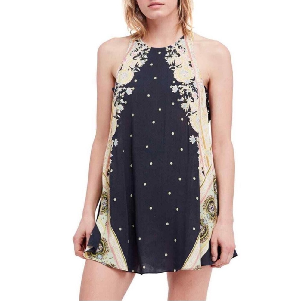 Free People intimately florist black and white tunic dress size small